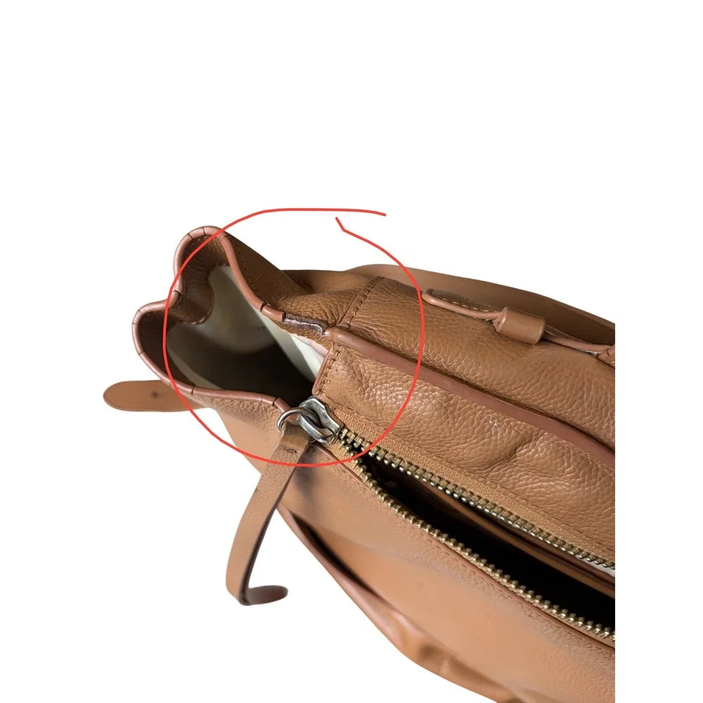 Mina Baie Stevie Tan Pebbled Leather Backpack Diaper Bag Gold Hardware